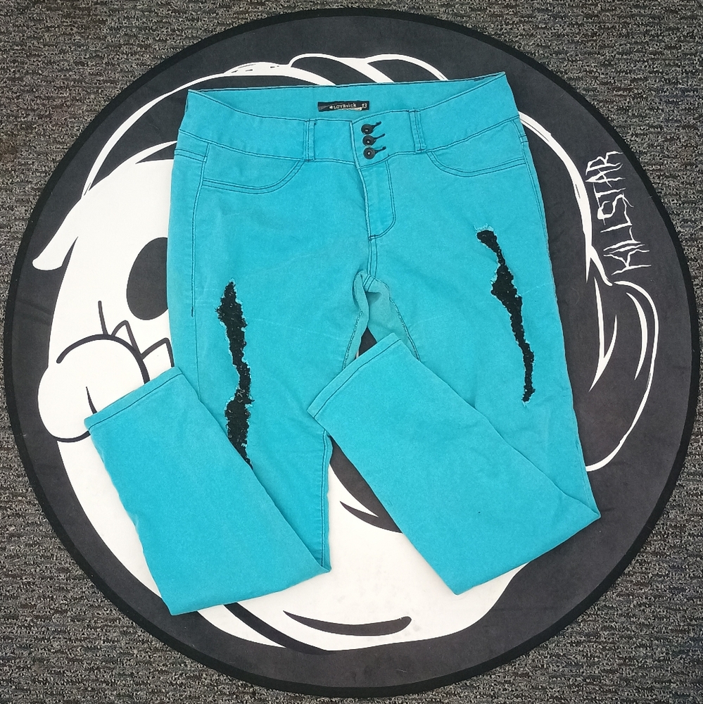 Y2K distressed colored jeans (Lovesick)